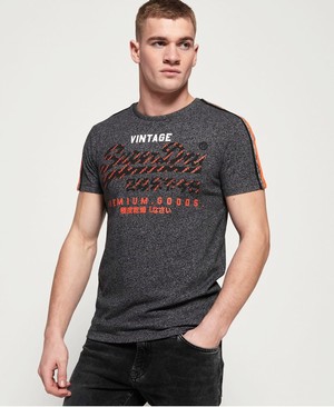 Superdry Premium Goods Racer Stripe Férfi Pólók Fekete | VEGNM6502